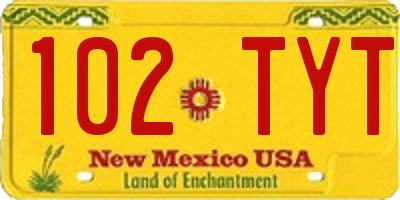 NM license plate 102TYT
