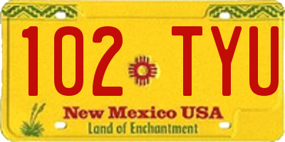 NM license plate 102TYU