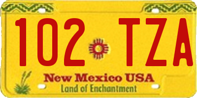 NM license plate 102TZA