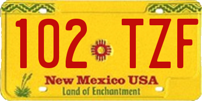 NM license plate 102TZF