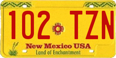 NM license plate 102TZN