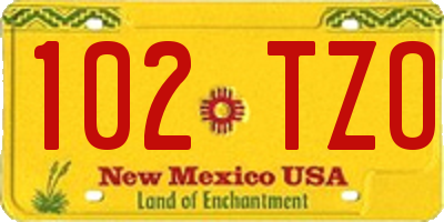 NM license plate 102TZO