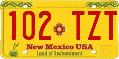 NM license plate 102TZT