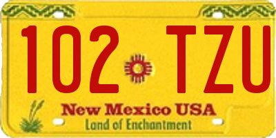 NM license plate 102TZU