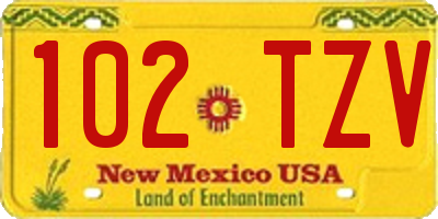 NM license plate 102TZV