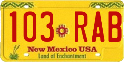 NM license plate 103RAB