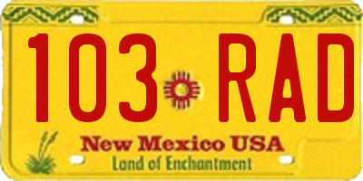 NM license plate 103RAD