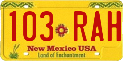 NM license plate 103RAH