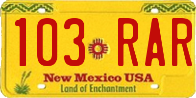 NM license plate 103RAR