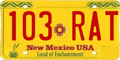 NM license plate 103RAT