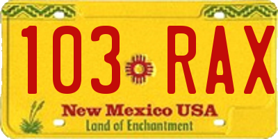 NM license plate 103RAX