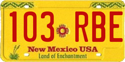 NM license plate 103RBE
