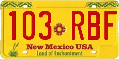 NM license plate 103RBF