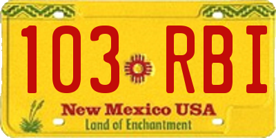 NM license plate 103RBI
