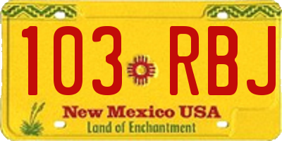 NM license plate 103RBJ