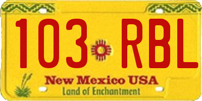 NM license plate 103RBL