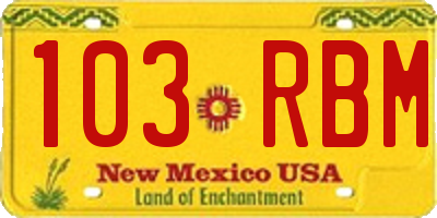 NM license plate 103RBM