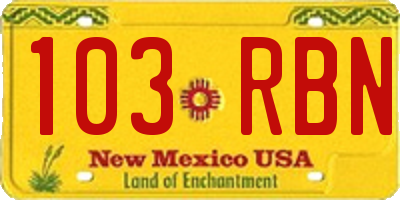 NM license plate 103RBN