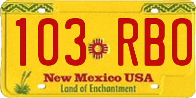 NM license plate 103RBO