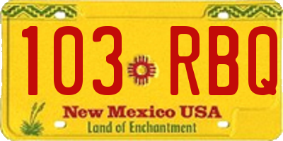 NM license plate 103RBQ