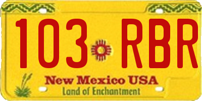NM license plate 103RBR