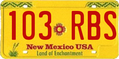 NM license plate 103RBS