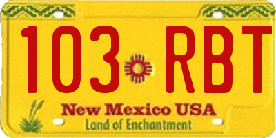 NM license plate 103RBT