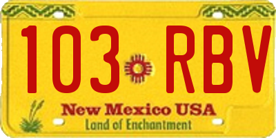 NM license plate 103RBV