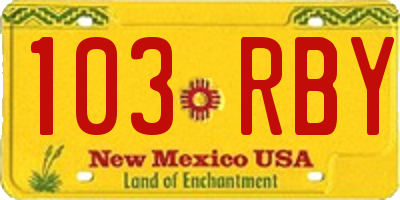 NM license plate 103RBY