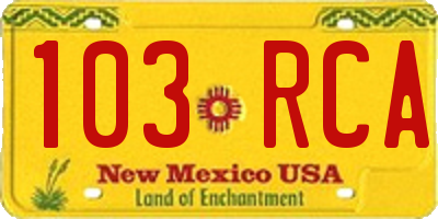 NM license plate 103RCA