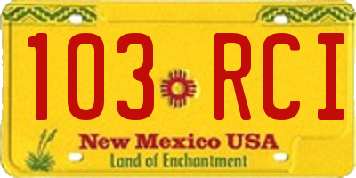 NM license plate 103RCI