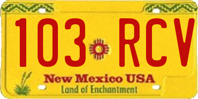 NM license plate 103RCV