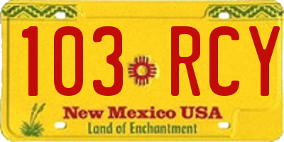 NM license plate 103RCY