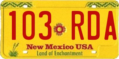 NM license plate 103RDA