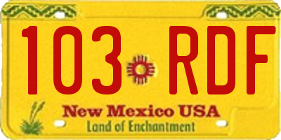 NM license plate 103RDF