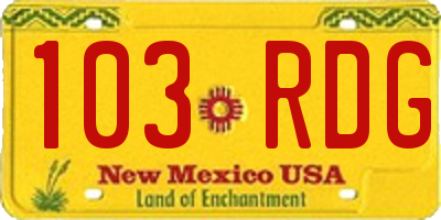 NM license plate 103RDG