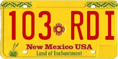 NM license plate 103RDI