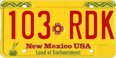 NM license plate 103RDK