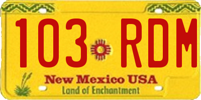 NM license plate 103RDM