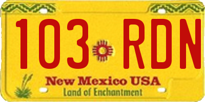 NM license plate 103RDN