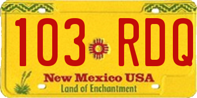 NM license plate 103RDQ