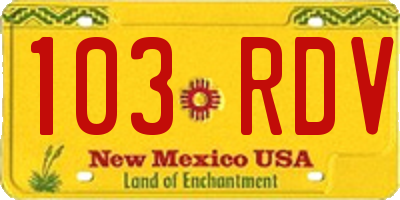 NM license plate 103RDV