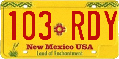 NM license plate 103RDY