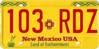 NM license plate 103RDZ