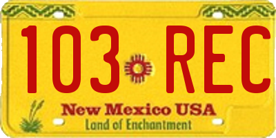 NM license plate 103REC