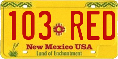 NM license plate 103RED