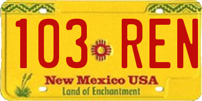 NM license plate 103REN