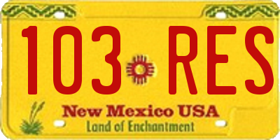 NM license plate 103RES