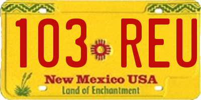 NM license plate 103REU