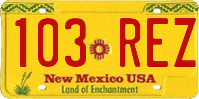 NM license plate 103REZ
